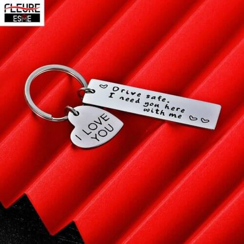 Stainless Steel Keyrings Gift Drive Safe I Need You Here With Me Keychains Couples Boyfriend Bag Key Chains