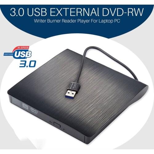 Portable DVD Player USB 3.0 Optical Drive External Slim CD-RW Reader Burner Compatible Entertainment Music Video Movie Audio TV