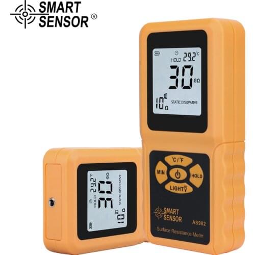 Smart sensor Portable LCD display surface resistance meter tester Handheld Earth Resistance Meter with Data Holding function