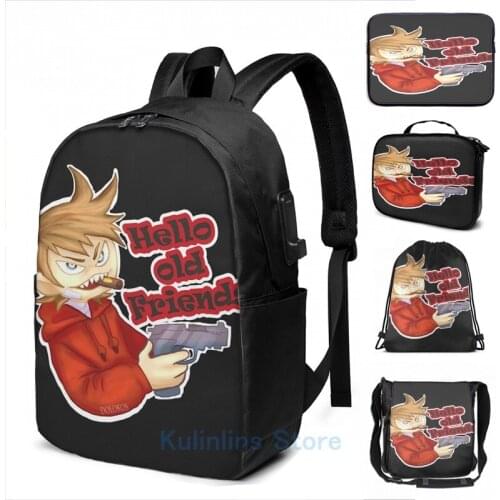 Funny Graphic print Tord fan art USB Charge Backpack men School bags Women bag Travel laptop bag