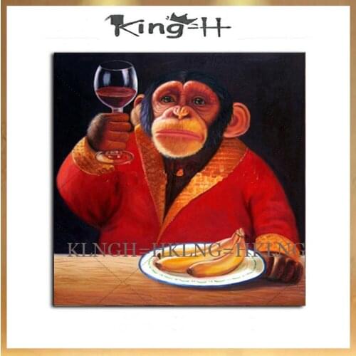 Drinking Wine Monkey oil painting on canvas home abstract oil painting canvas Wall Art decoration picture For Christmas gift