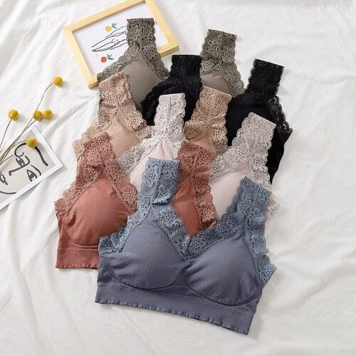 Bras for wome edition of bud silk beauty back without rims bra sexy lingerie gathered non-trace belt vest LACE flower girl new