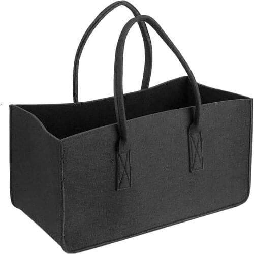 Fireplace Wood Felt Storage Bag Basket Magazine Rack Firewood Pocket,Felt Foldable Firewood Holder Basket