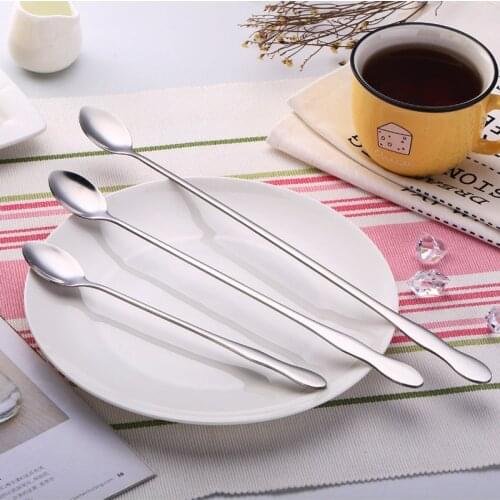 Thicken Stainless Steel Coffee Spoon Long Handle Cocktail Bar Spoons Ice Cream Dessert Tea Spoon For Picnic Kitchen Accessories
