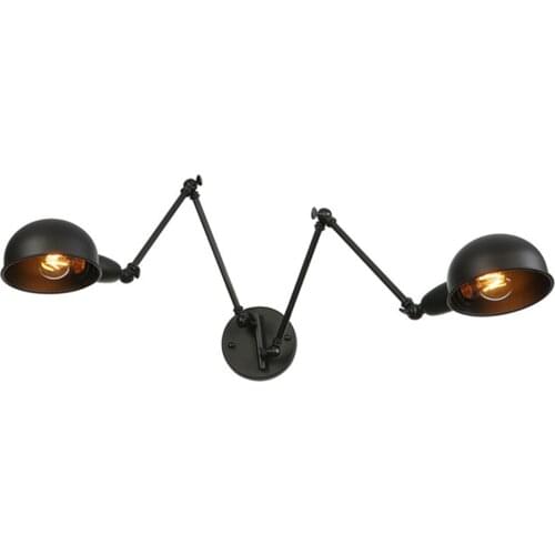 Rotating Indoor Wall Lamp Office Swing Rock Wall Sconce 2 Head Lights Black Robot Arm Work Reading Study Painting Light