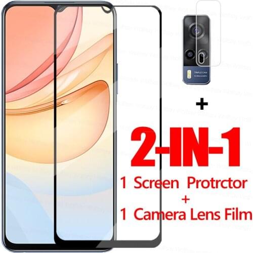 Wolfsay 2IN1 Full Glue Glass For Vivo Y53S 4G Screen Protector Tempered Glass For Vivo Y53S 4G Protective Film For Vivo Y53S 4G
