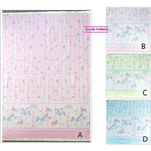 Half-Meter Japanese Oxford Cotton Fabric DIY Patchwork Quilting Cloth Fabric for sewing merry-go-round
