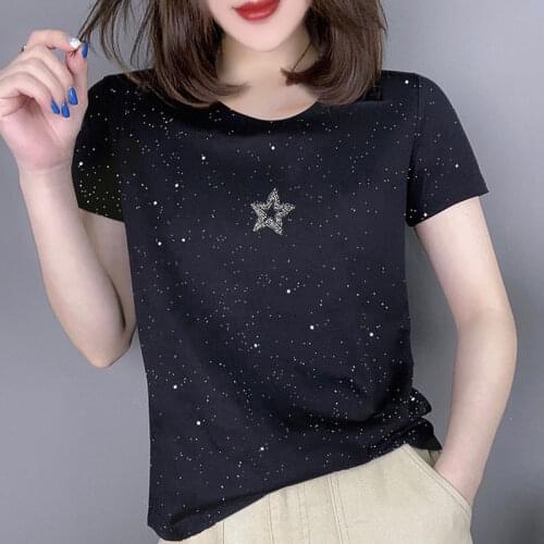 Short sleeve T-shirt womens 2021 summer womens new fashion gilded black Joker coat women