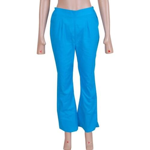 In Stock Women Pants Blue Color Long Pants Women Traditional African Clothing XH156