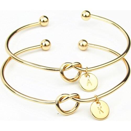Knotted A-Z Letters Lady Alloy Bracelet Open Bangles Plated Popular Personality Bride Gift Bracelet Fashion Bracelet Jewelry