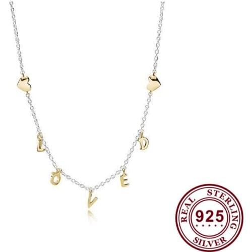 Original 925 Sterling Silver Pan Necklace Golden Love Honey Necklace For Women Wedding Party Gift Fashion Jewelry