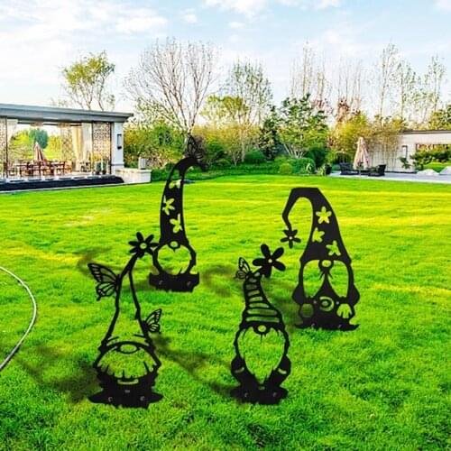 1PC Creative Metal Branch Gnome Garden Decoration Sign Home Lawn Yard Decor Art Sculpture Garden Statue Easter Spring Decoration
