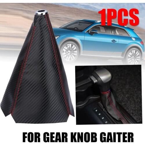15mm Universal PU Leather Car Gear Shift Collars Carbon Fiber Auto Car Manual Stick Shifter Knob Gear Shift Boot Cover Gaiter