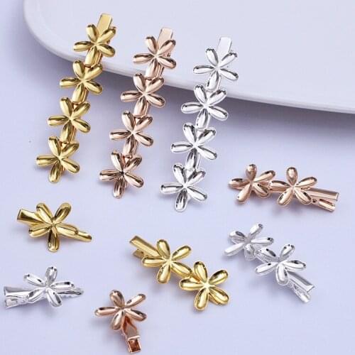 20 pieces/lot Metal Hair Clip Flower Shape Base Settings Hairgrip Hair Accessories DIY Jewelry Making
