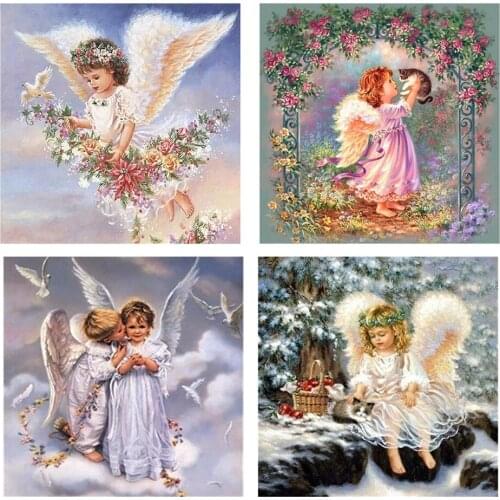 Diamond Painting Angel Girl Mosaic 5D Diy Art Full Drill Embroidery Flower Portrait Cross Stitch Home Wall Sticker Kit Decor Set