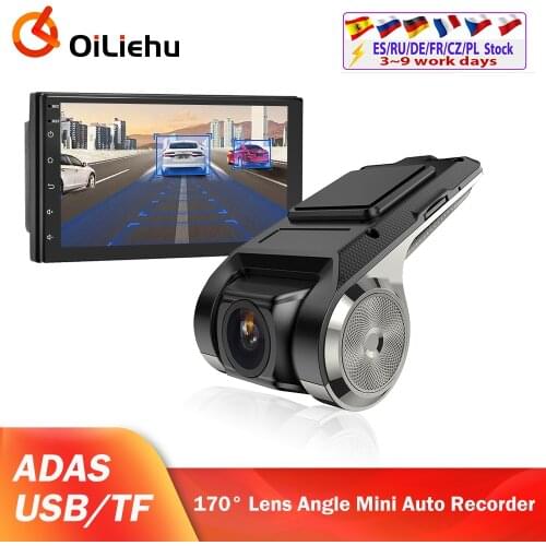 OiLiehu ADAS Car DVR 720P HD Night Vision Dash Cam for Android Multimedia Player 170°Dash Camera Recorder Camera LDWS dvr DVD