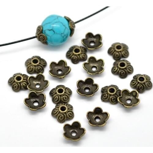 Free Shipping 500pcs Antique Bronze Flower Bead Caps Findings 10x4mm (Fit 12mm-18mm Bead) Jewelry Findings Wholesale J0076*5