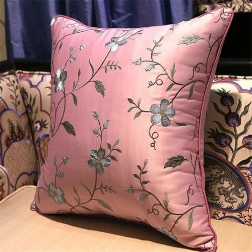 Free Shipping Classical Brach Flower Throw Pillow With Inner 50x50cm Embroidery Stain Cushion Waist Bloster Chair Mat Decorative
