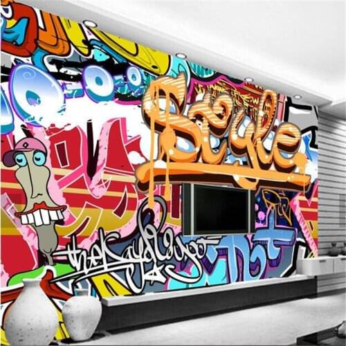 Beibehang papel de parede,Personalized custom graffiti Colorful Rock Bar KTV tooling backdrop mural wallpaper for walls 3 d