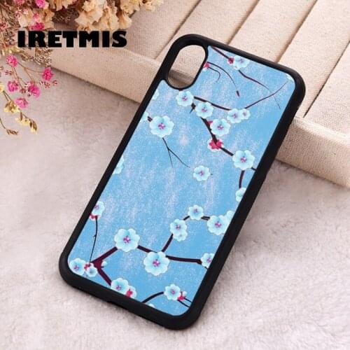 Iretmis 5 5S SE 2020 Phone Cover Case for iPhone 6 6S 7 8 Plus X Xs XR 11 12 Mini Pro Max Rubber Silicone Blossom Sky