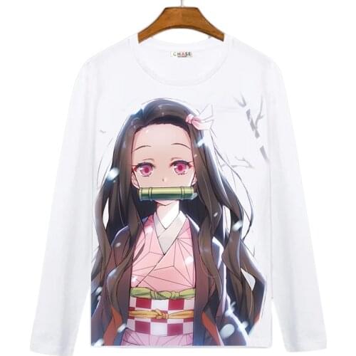 Demon Slayer Kamado Nezuko Cosplay T Shirt Kamado Tanjirou Agatsuma Zenitsu Men/Women Spring Autumn Long Sleeve T-shirt Top Tee