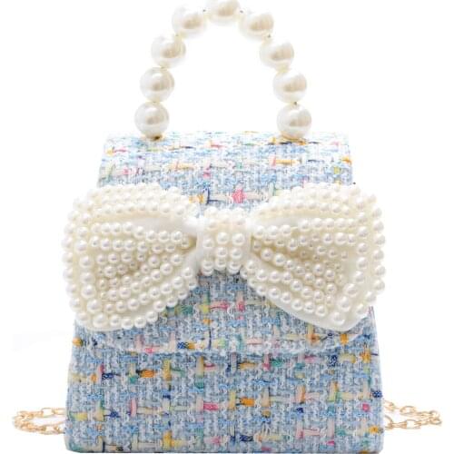 Kid Shoulder Bag with Pearl Handle, Exquisite Hardware Lock PU Leather Crossbody Accessory