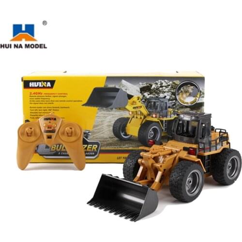 HUINA 1520 6CH 1/18 2.4GHz RC Metal Bulldozer RTR Front Loader Engineering Toy Remote Control Construction Tractork Vehicle