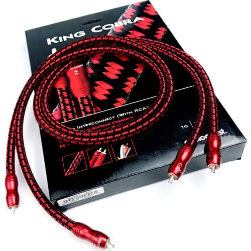1Pair King Cobra Silver-plating RCA Plug PSC Interconnect HiFi Audio Cable