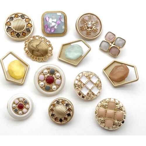 2Pcs / Lot of 13 Styles Of Metal Pearl Round Buttons For Coat Decoration Buckle Clothing Accessories DIY HS20109-8