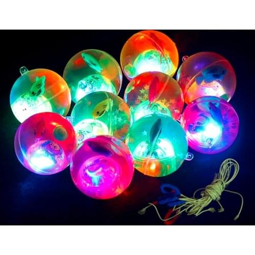Flashing crystal ball toys glowing bouncing ball colorful jumping ball with elastic rope for children toys