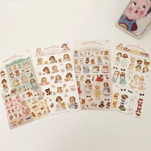 Cute Retro Girl Stickers DIY Scrapbooking Ins Style Decoration Journal Mobile Diary Planner Gift Sealing Stationery Sticker