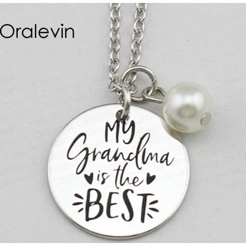 MY GRANDMA IS THE BEST Inspirational Hand Stamped Engraved Charm Custom Creative Pendant Necklace Jewelry,10Pcs/Lot, #LN2412