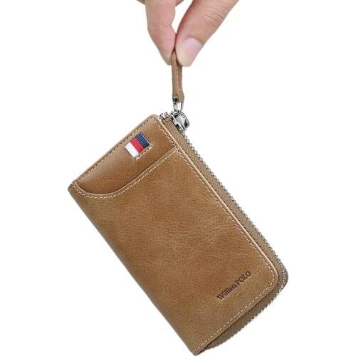 Genuine leather Mens Key Bag Retro Zipper Ladys Change Wallet Hanging Car Keyboard Bag