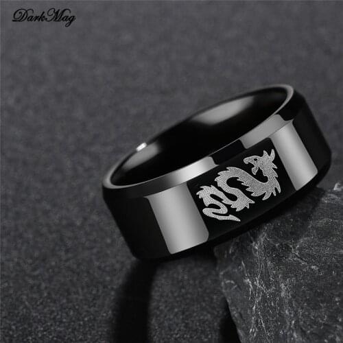 DarkMag Vintage White Dragon 316L stainless steel Ring Mens Jewelry for Men lord Wedding Band male ring for lovers