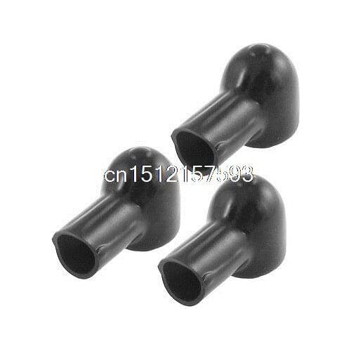 3 Pcs Soft Plastic Battery Terminal Covers Black Angle Type Boots for Car