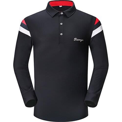 New Autumn And Winter Golf T-shirt Polyester Fiber Button Lapel Long-sleeved T-shirt Casual Sportswear for Men