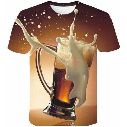 News 2021 Yellow Foam Summer Beer Graphic T Shirts Men and Women Round Neck Short-sleeved Specials Jokes T-shirts 6xl