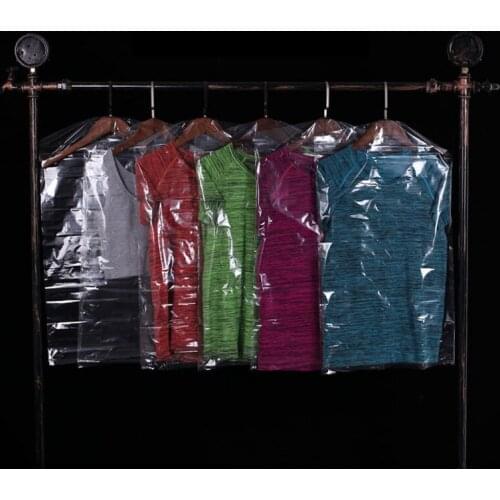 500Pcs/Lot Disposable Plastic Transparent Dust Cover Garment of Clothes Hanging Pocket Storage Bag Wardrobe Hanging Clothing