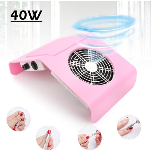 40W Nail Dust Collector Nail Suction Fan Nail Dust Vacuum Cleaner Manicure Machine with 2 Dust Collecting Bag Salon Tools