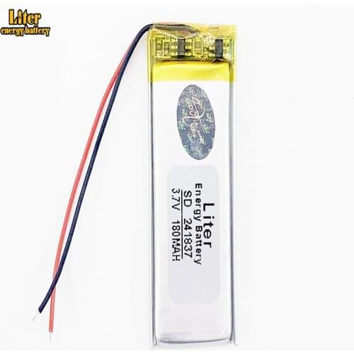 Size 241837 3.7V 180mah Lithium polymer Battery plug For Bluetooth MP3 MP4 GPS battery