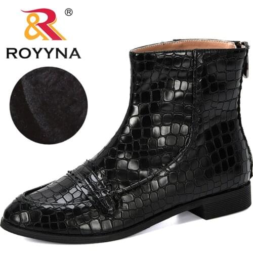 ROYYNA 2019 New Designers Popular Style Winter Shoes Woman Round Toe Heels Ankle Boots Female Botas Zapatos Mujer Comfy Trendy