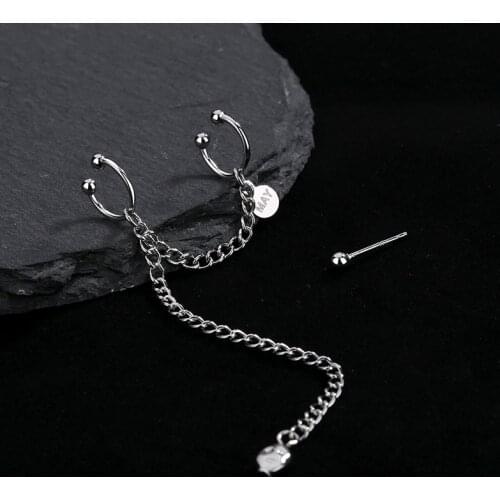 A Girl' Two Ways To Wear Round Card Earring Long Chain Tassel Earring Ear Buckle Ear Bone Clip For Women Girl Gift