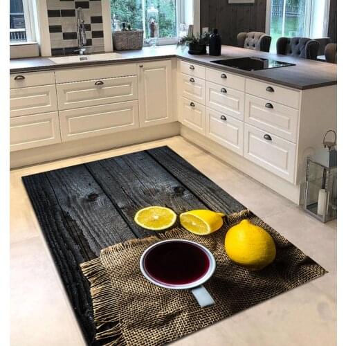 Grey color fruit lemon coffee patterned kitchen rug modern carpet rug personalized gift free shipping kitchen grey runner
