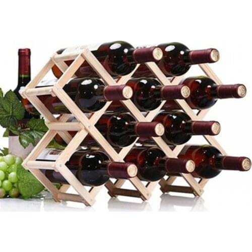 Foldable Wooden Wine Bottle Holder Wine Shelves Holds 3/6/10 Bottles Rack _WK