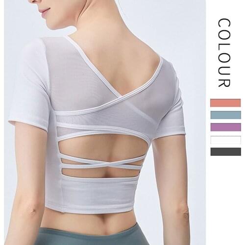 Short Sleeved Fitness Clothing Sports Top Yoga Clothing Running T-shirt Breathable Gym Shirts Women Fitness Femme Sportswear