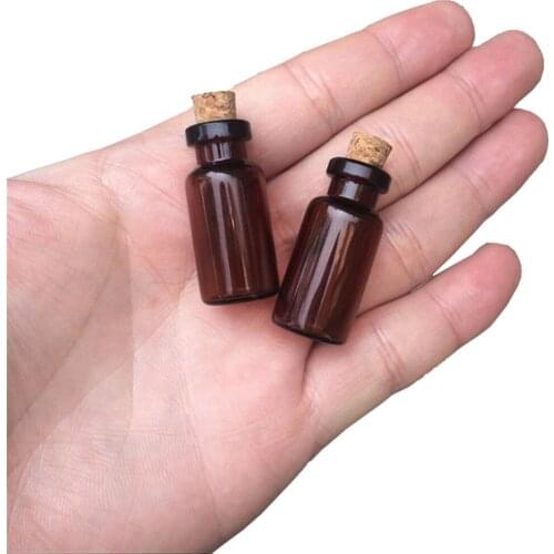 16*35*7mm 2ml Glass Amber Vials with Cork Empty Small Brown Tiny Glass Jars Mini Glass Bottles Vials Jars 100pcs Free Shipping