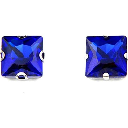 Super beauty Sapphire blue square shape Glass Crystal sew on claw rhinestones with holes Diy wedding decoration and Shoes