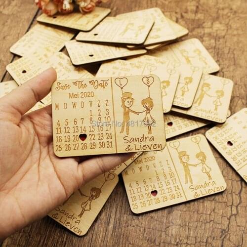 Wedding Wood Favors, Engraved Wood Wedding Gifts for Guests Wedding Souvenirs Decoration，Customized Save the Date Wood Magnets