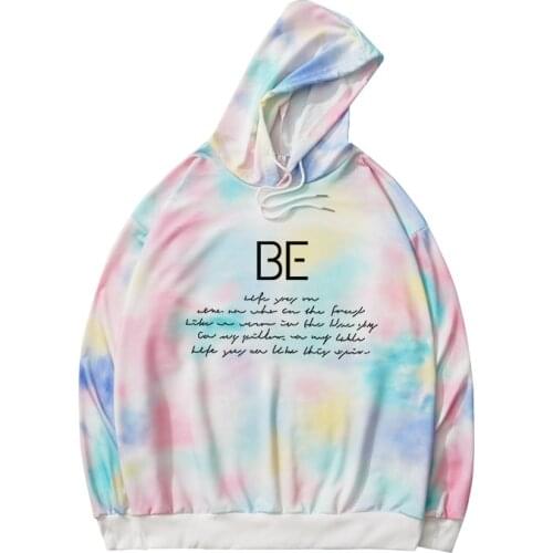 Bangtan Boys BE Print Hoodie Autumn Spring New Korean Vogue Sweatshirt Loose Tie Dyed Tops Casual Streetwear Kpop Fans Clothes