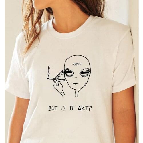 Skull Graphic Top E-girl Goth Shirt O-neck Punk Style Tee But Is It Art T Shirt Women Halloween Clothes Plus Fashion Tshirt